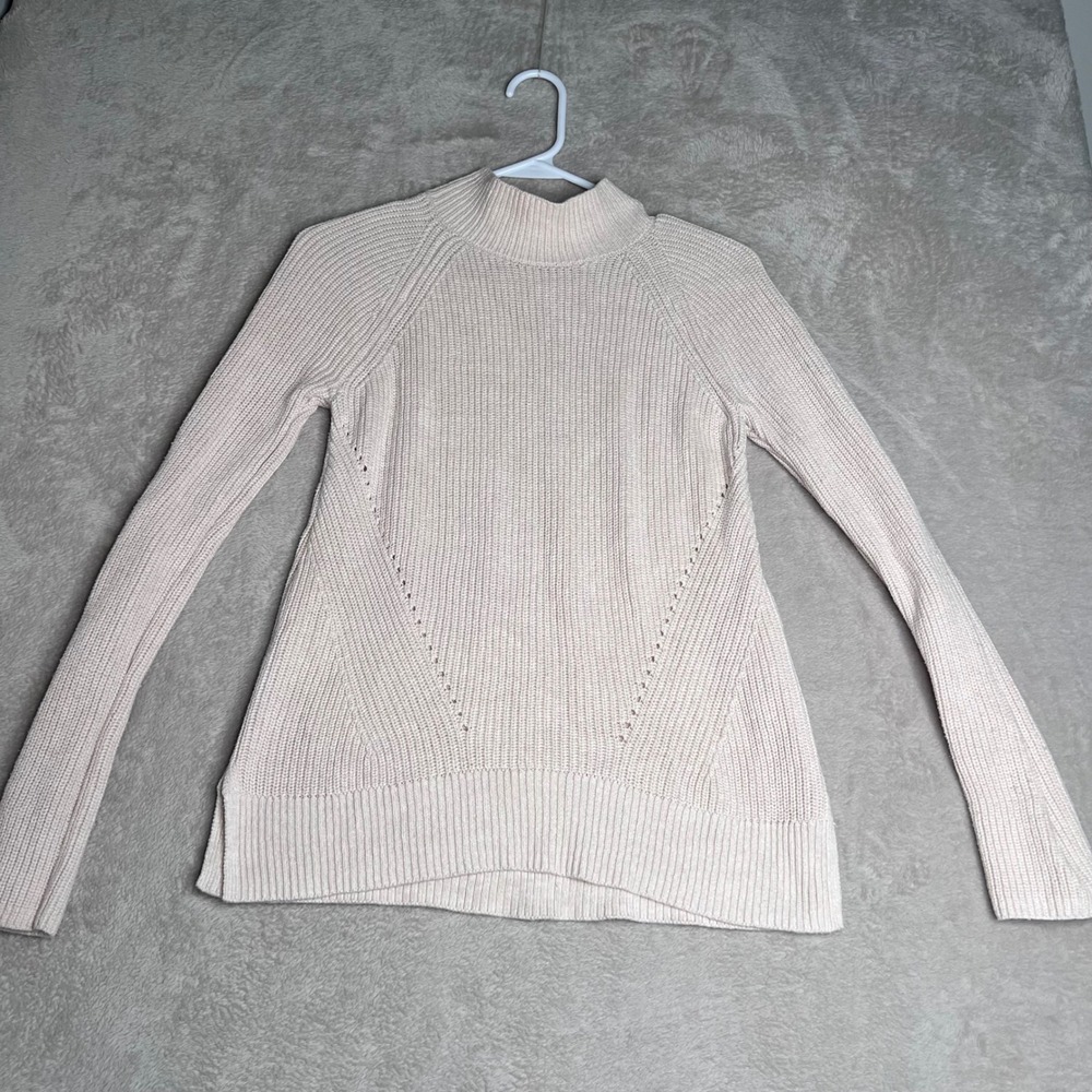 GAP‎ Textured Turtleneck Sweater Neutral Marl Knit Ribbed Light Beige XS